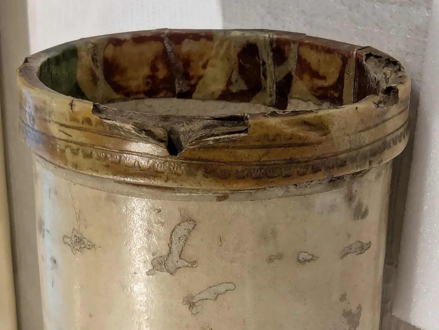 The damaged end of a fragile 17th century telescope