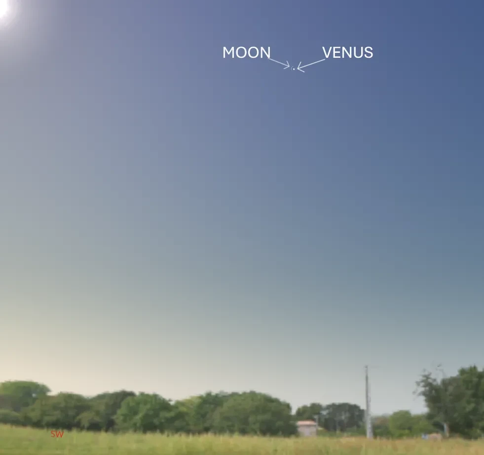 Stellarium screenshot showing the moon and Venus