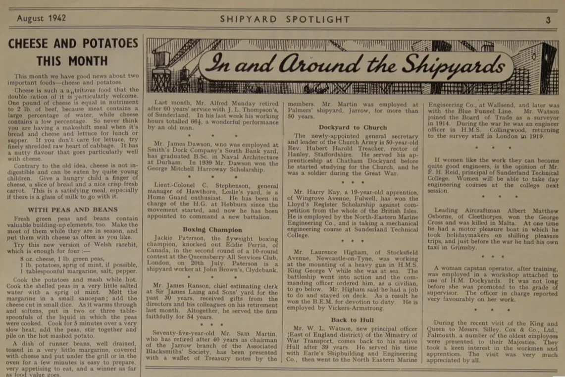 Shipyard Spotlight newspaper section called In and around the shipyards