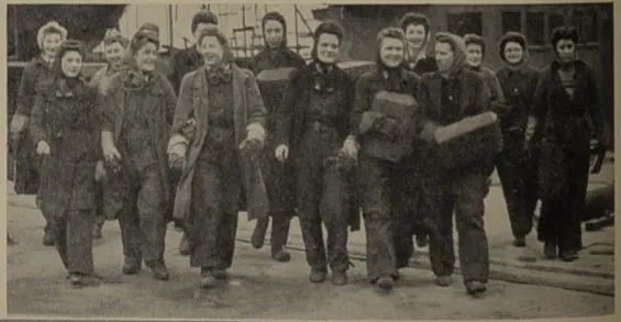 A group of women photographed at an unspecified shipyard
