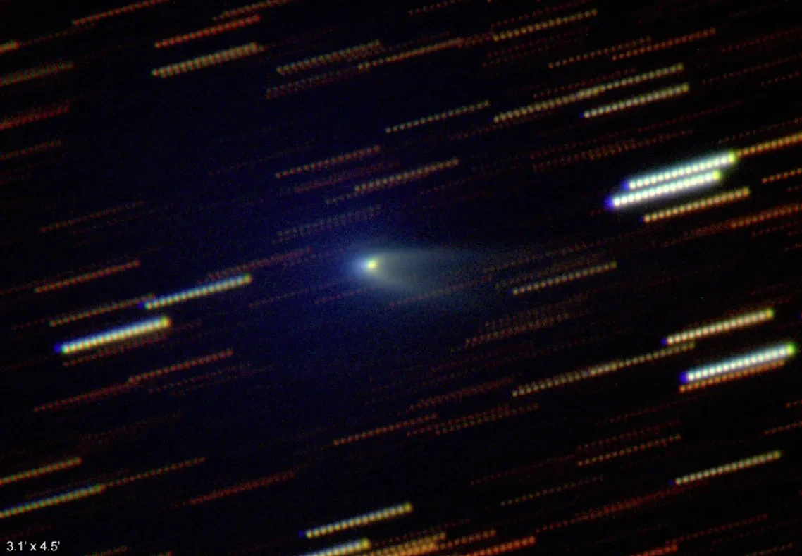 Comet flying through space