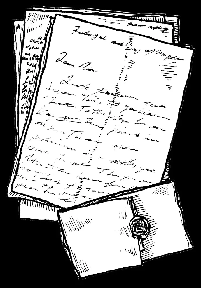 Illustration of letters and an envelope with seal.