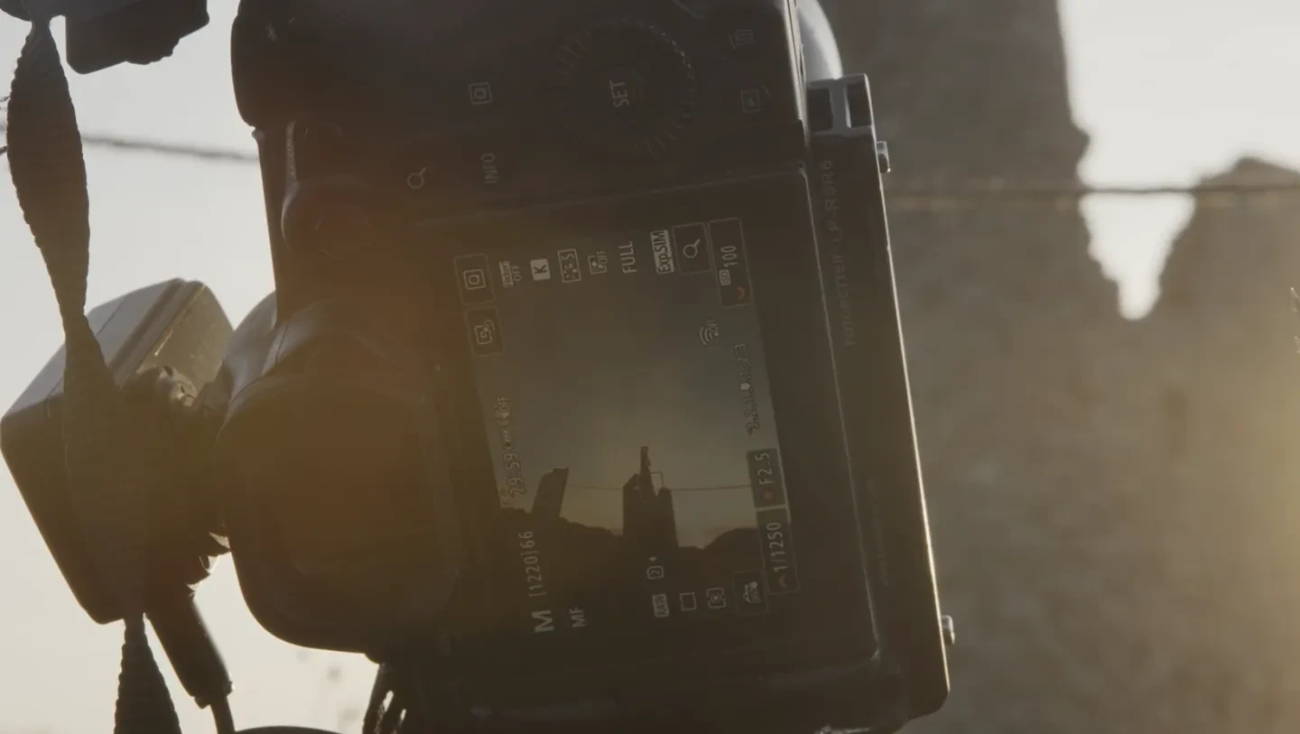 Camera from low down pointing up at historic stone tin mine