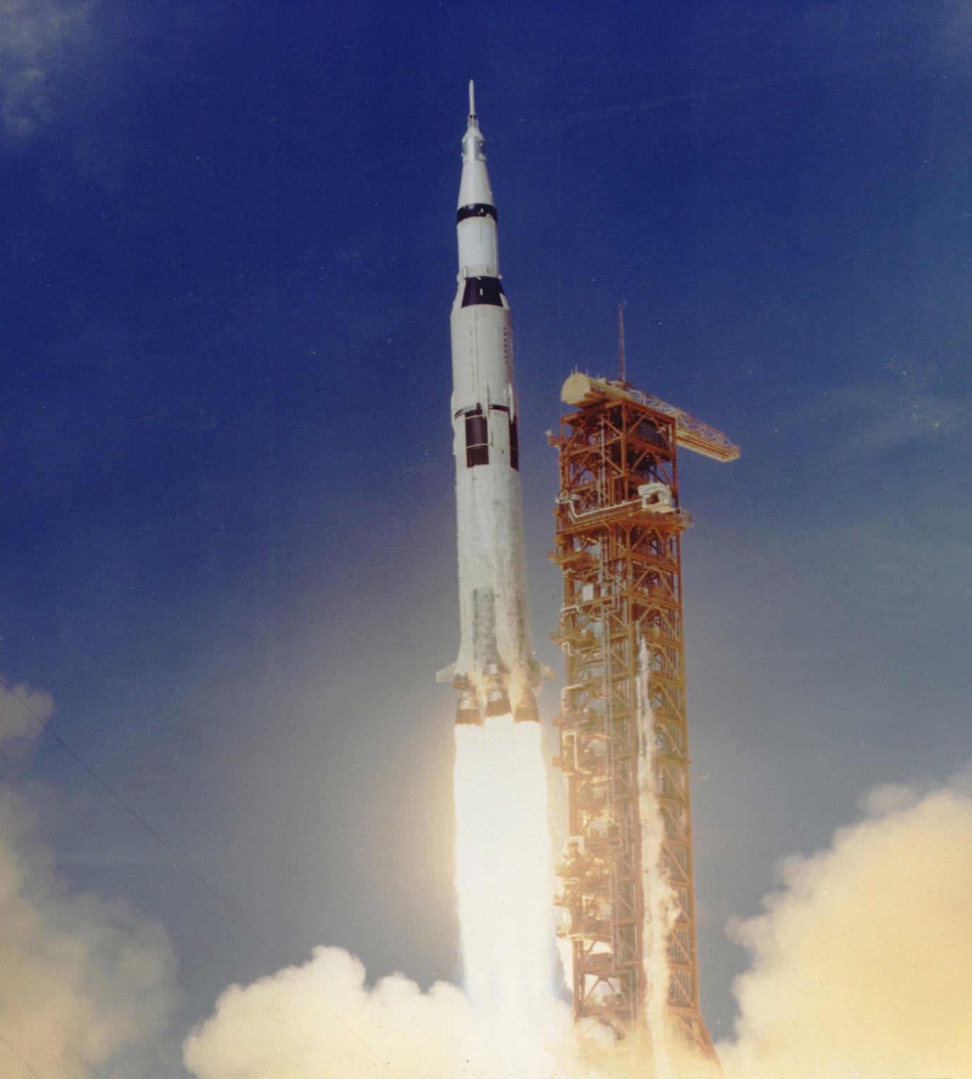 Apollo 11 Launched Via Saturn V Rocket. 24 July, 1969 at Kennedy Space Centre