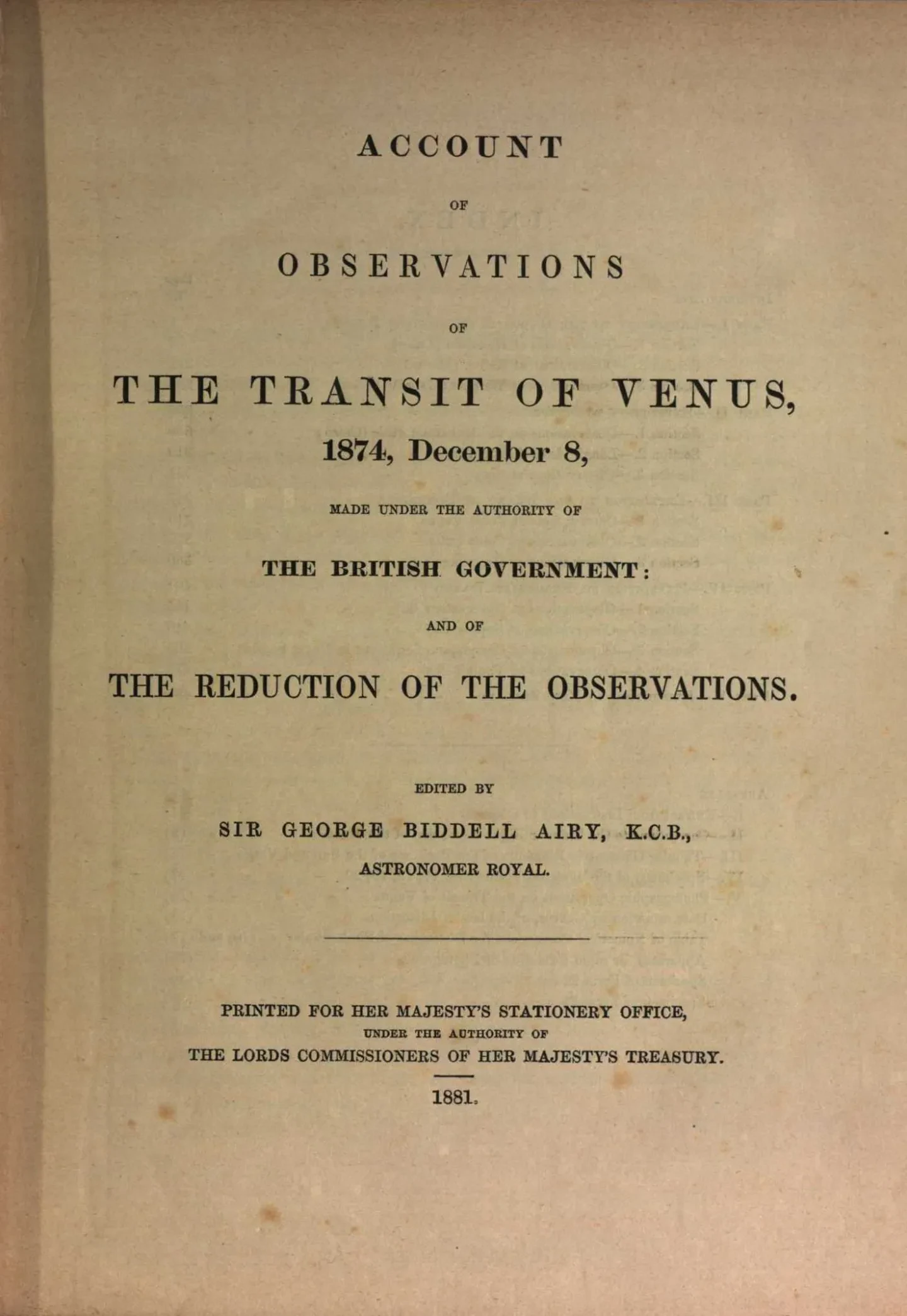 Title page of The Transit of Venus 