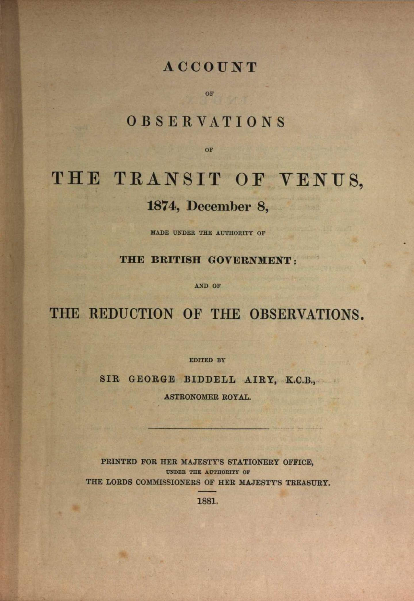Title page of The Transit of Venus 