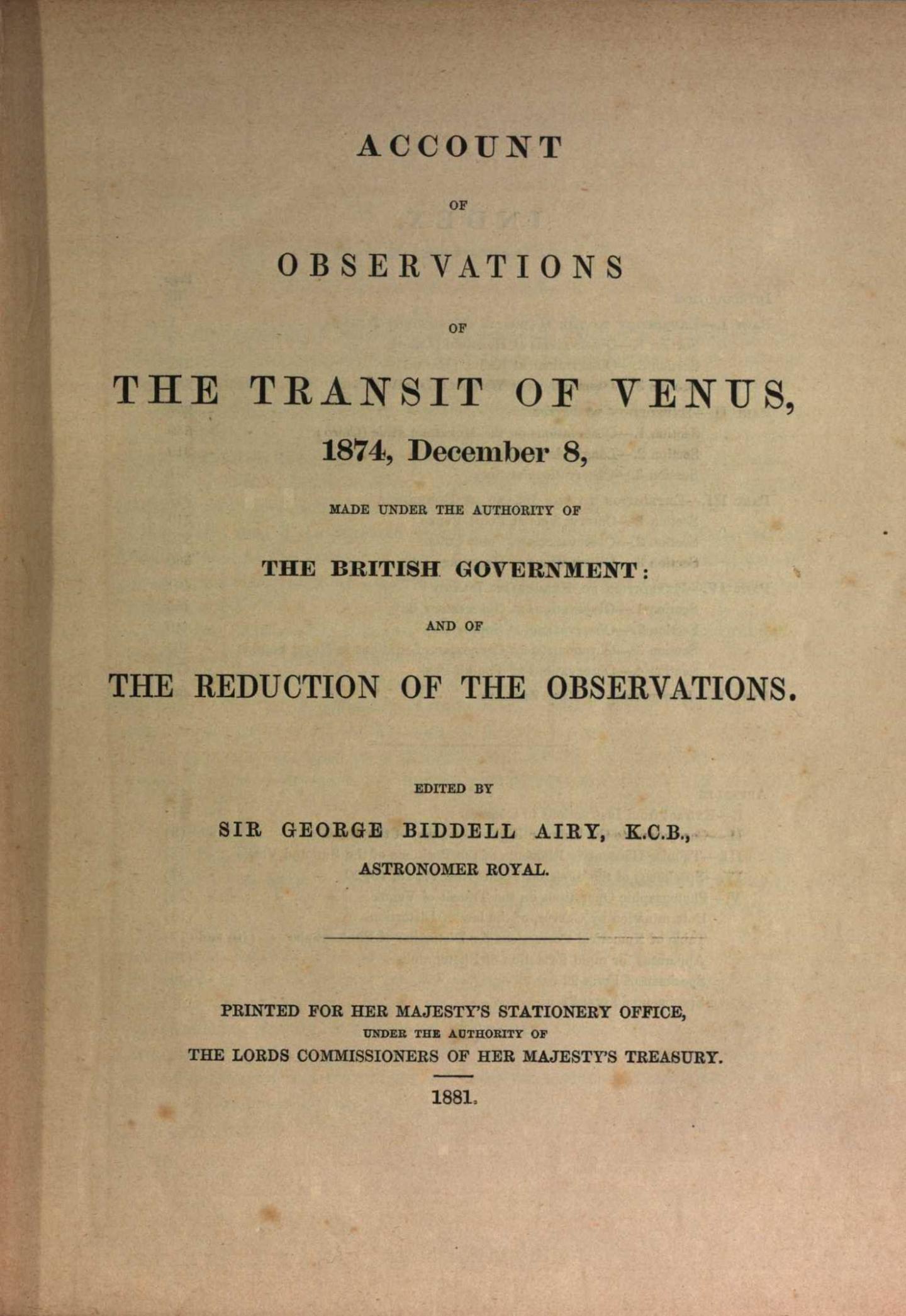 Title page of The Transit of Venus 