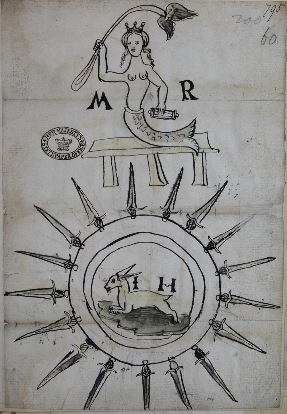 Allegorical sketch of Mary Queen of Scots, Edinburgh. c.June 1567