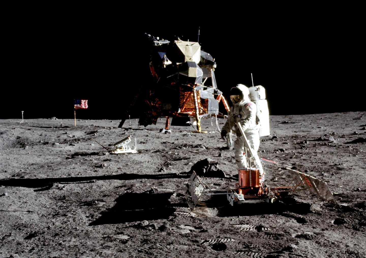 Photograph by Neil Armstrong of Apollo 11 astronaut Buzz Aldrin