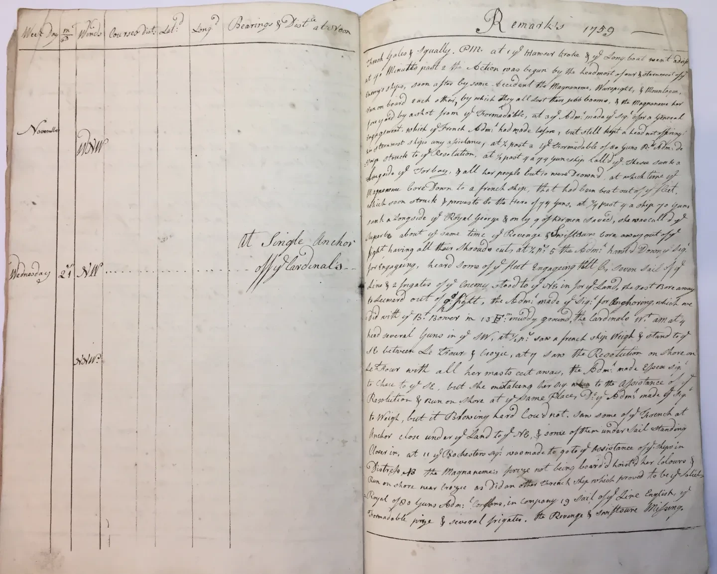 Cornwallis’s account of the Battle of Quiberon Bay