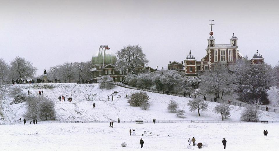 Royal Observatory Greenwich in the snow