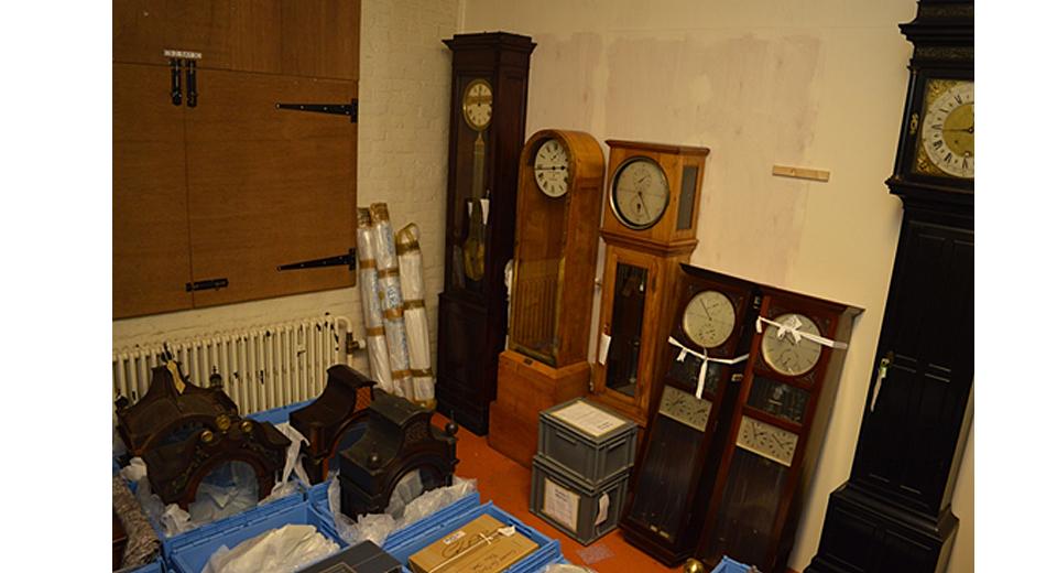 The old clock store in the process of being packed