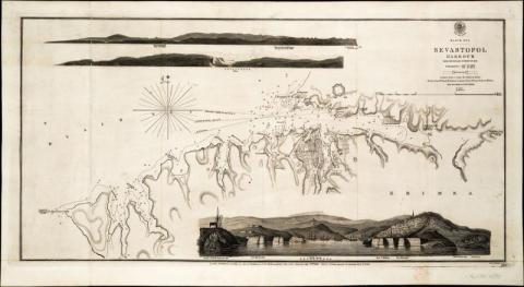 Black Sea Sevastopol Harbour from the Russian Survey of 1836, British Admiralty, 1853. Repro ID: F0408, G236:6/30