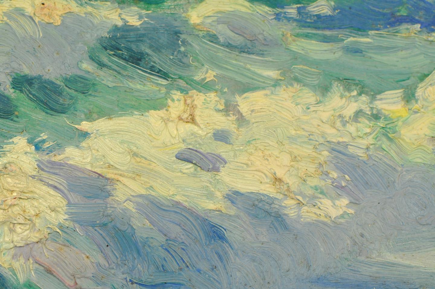 Detail of the paint on one of the Everett paintings showing his wet-in-wet thick brushwork (BHC2197).