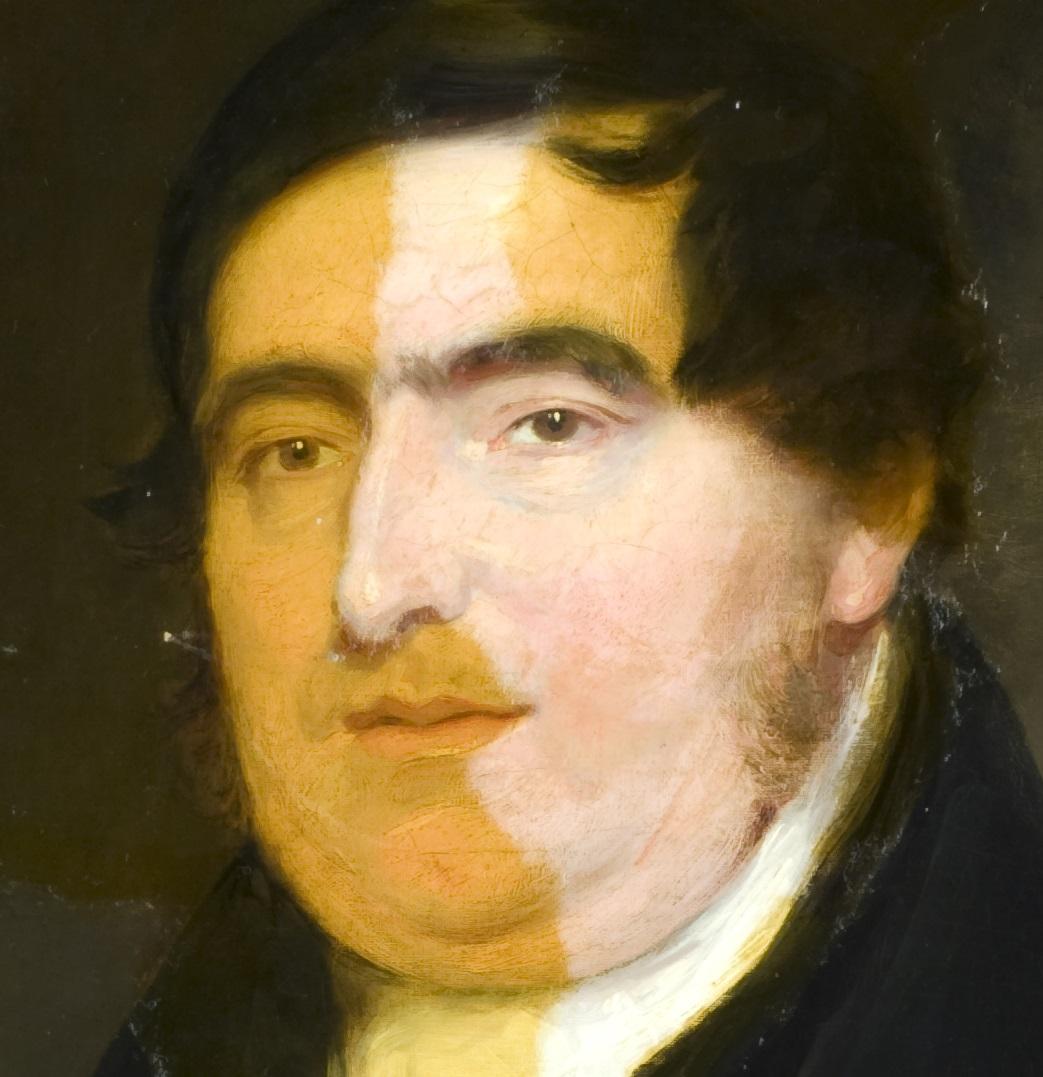 John Williams portrait conservation - face close up