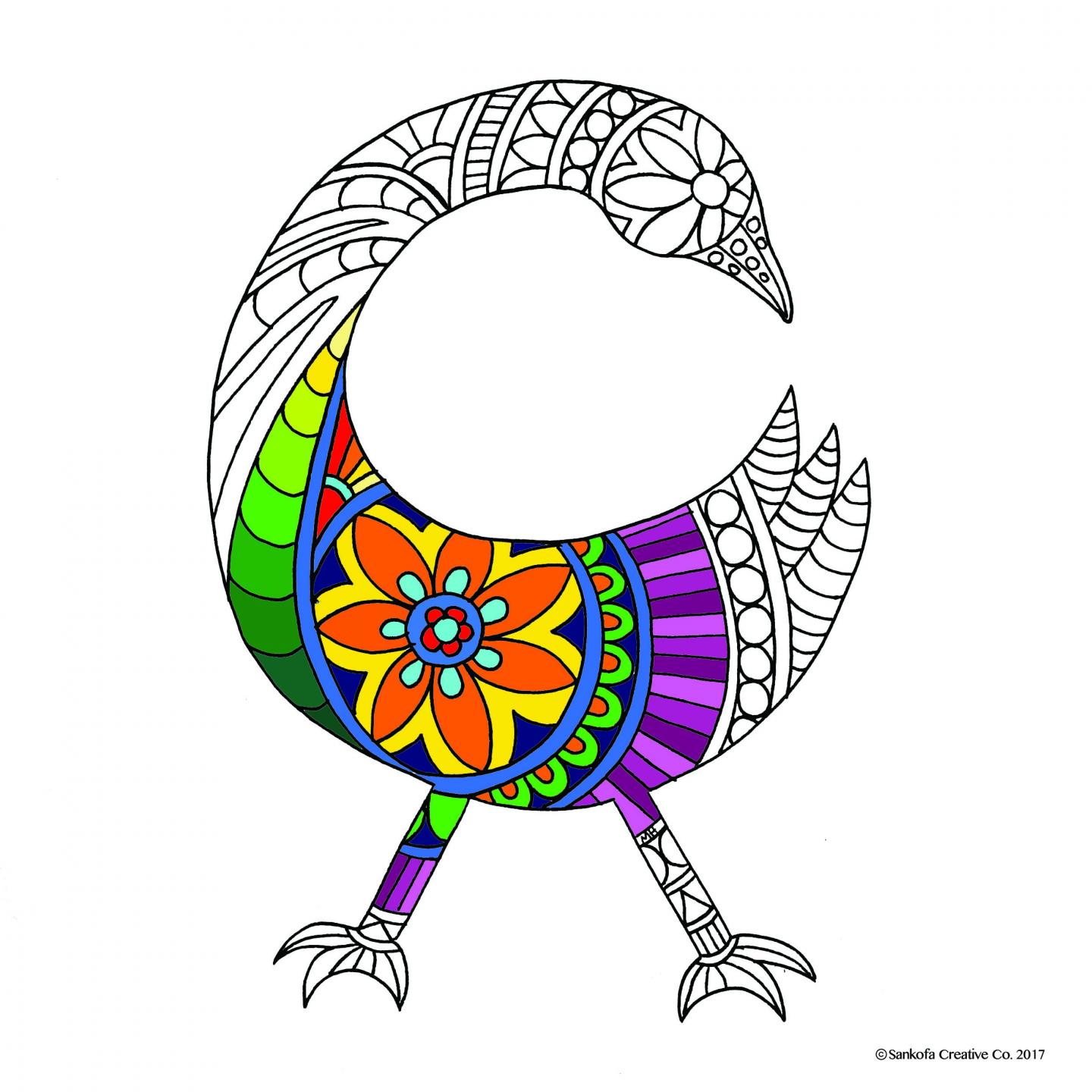 Sankofa colour-in bird ISRD