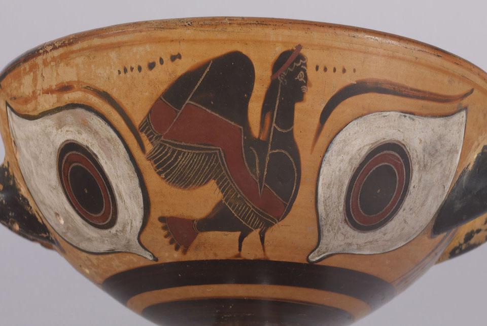 Black-figure Kylix (bowl) with Sirens. Attica, Greece. 6th century BC