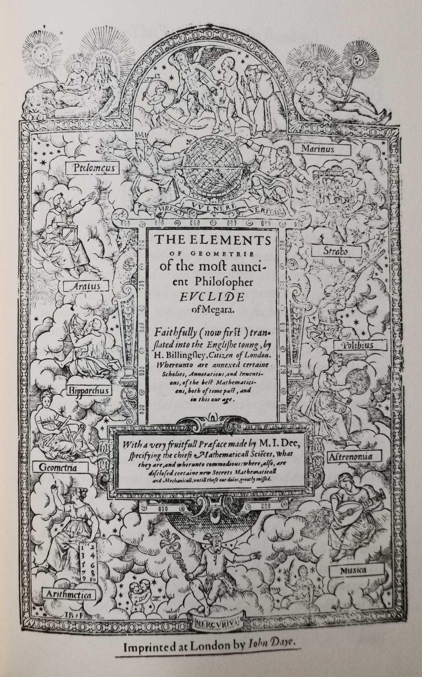 Title page for The mathematical Preface to the elements of geometrie of Euclid of Megara 1570