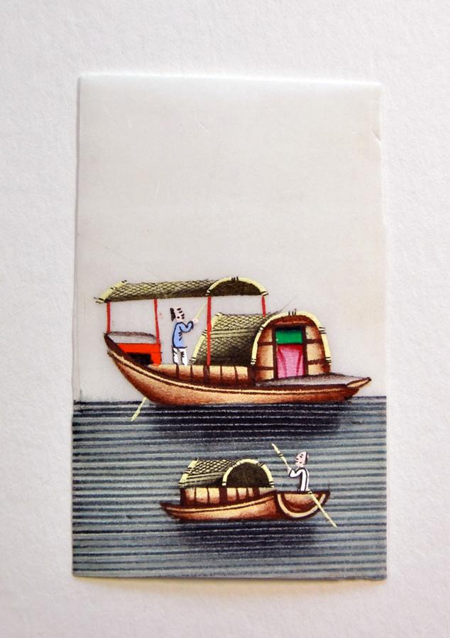 Chinese pith paintings - After treatment showing the repaired pith miniature