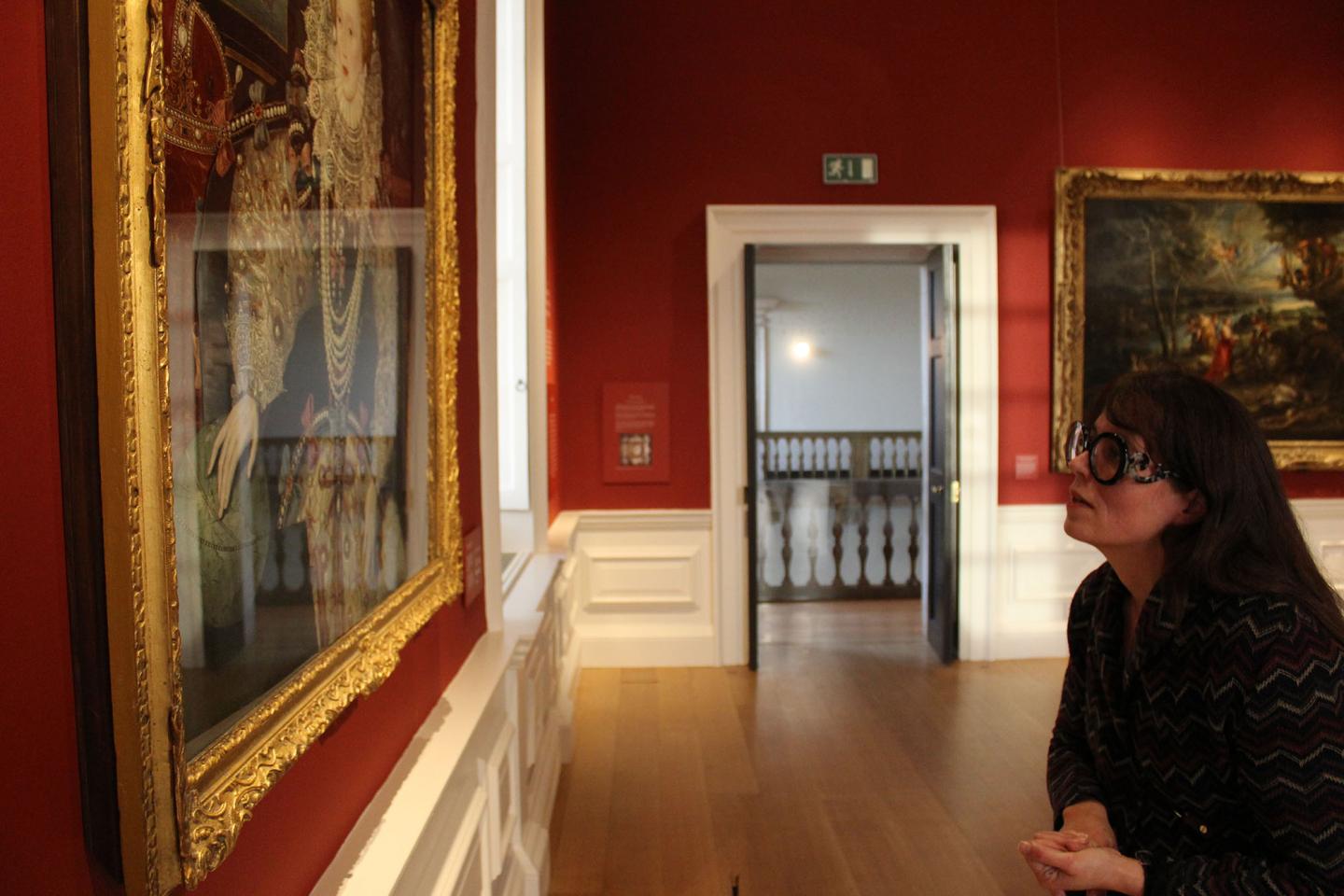 Ishbel Myerscough looking at the Armada Portrait