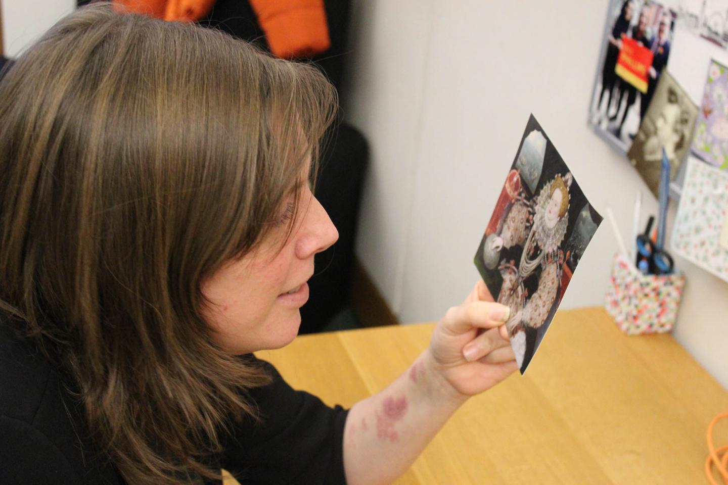 MP Jess Phillips looking at the Armada Portrait