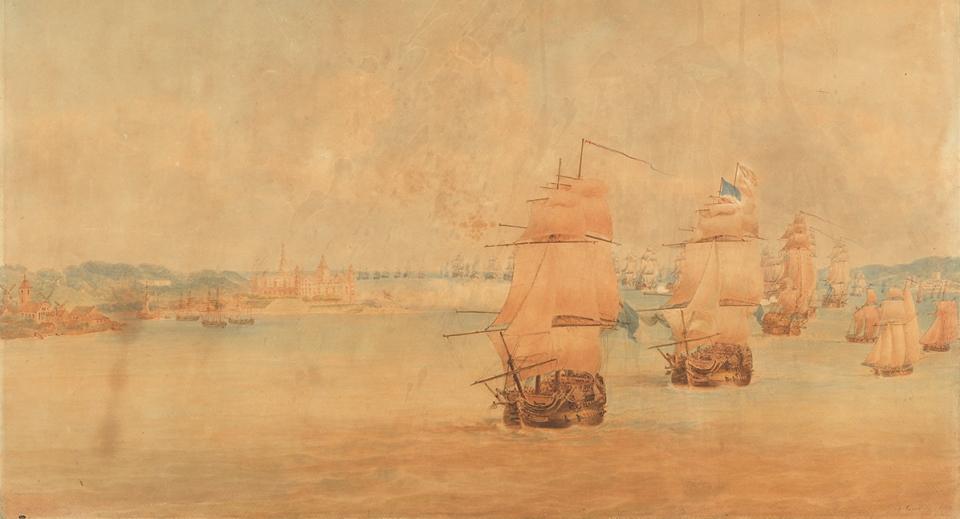 The British fleet passing up the Sound, 30 March 1801