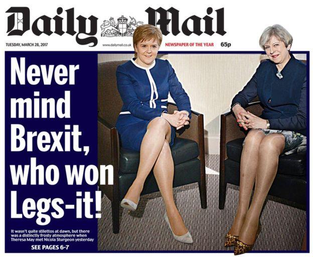 'Legs-it': Daily Mail's 28 March 2018 headline