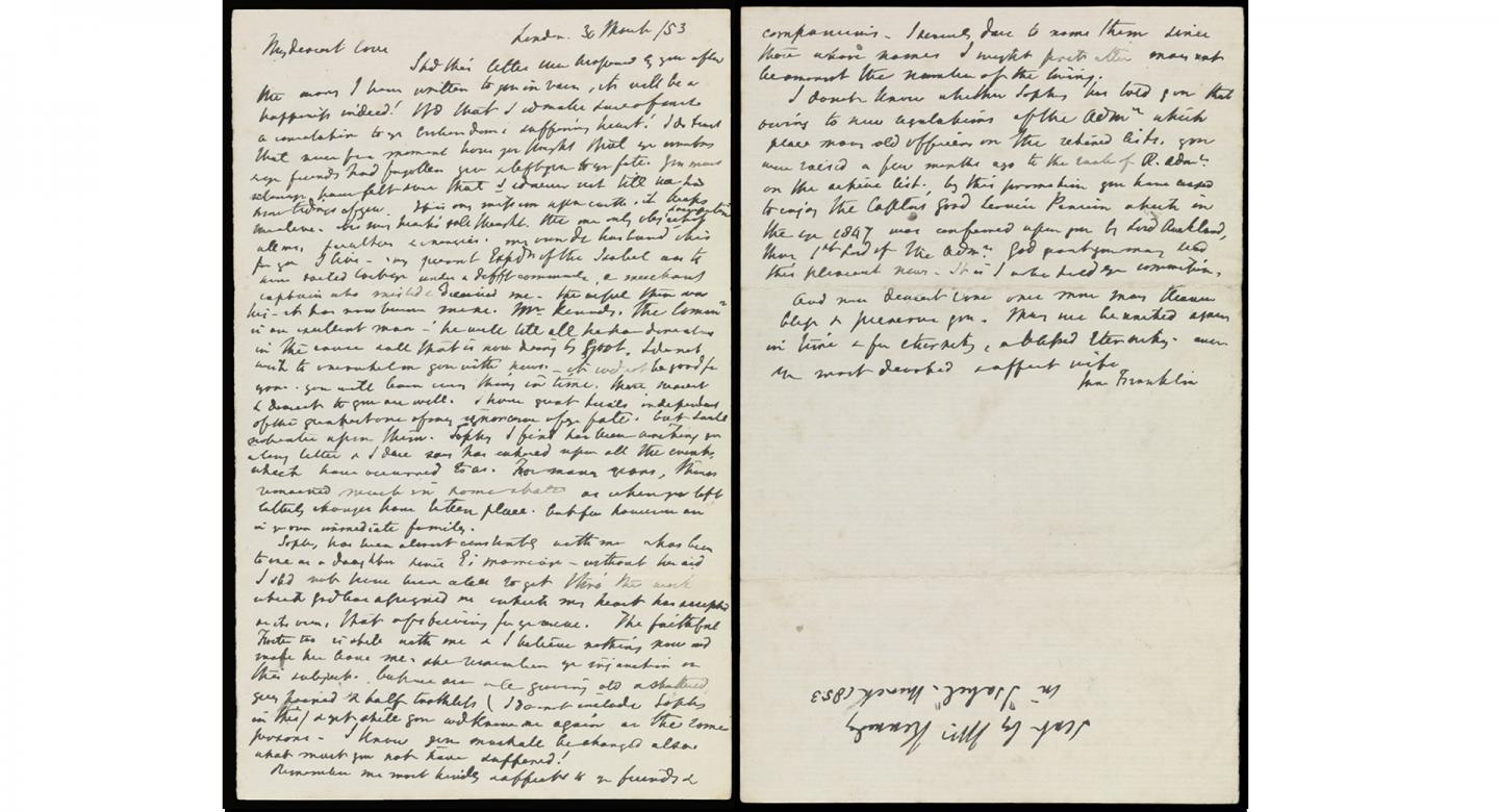Letter from Lady Franklin to Sir John Franklin