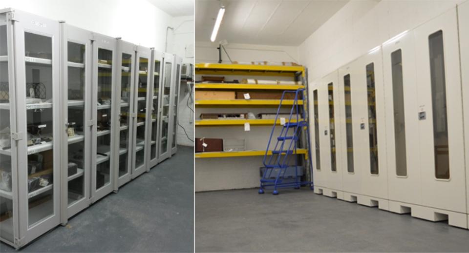 The completed store with cabinets containing shelving and vertical storage