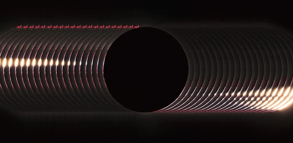 A composite photograph showing the progress of a solar eclipse.