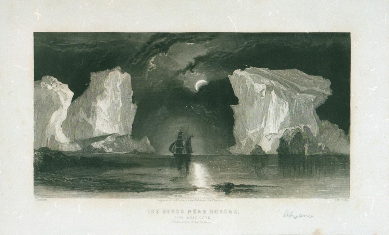 Ice Bergs near Kosoak, Life Boat Cove (From a sketch by Dr Kane) (PAD6466)