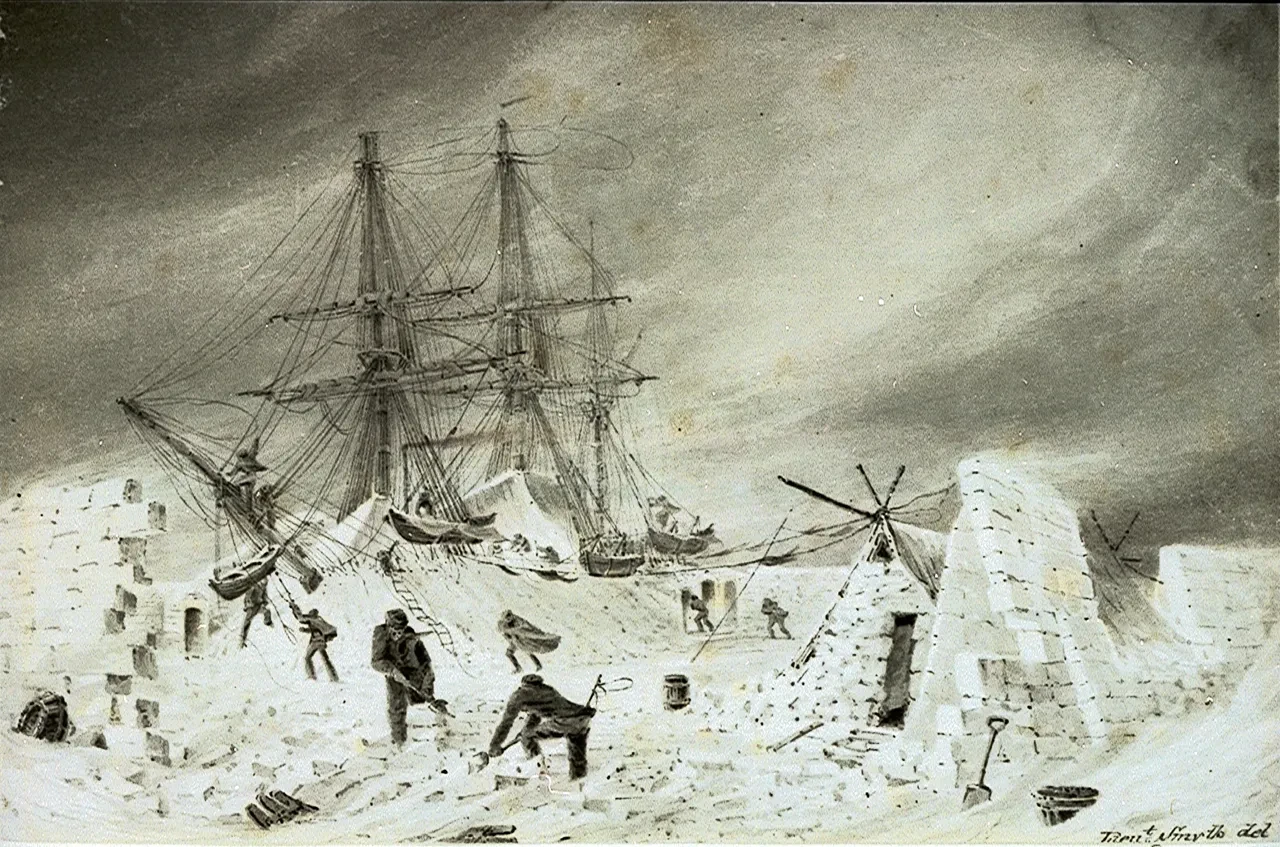 HMS Terror in the Arctic, under the command of George Back