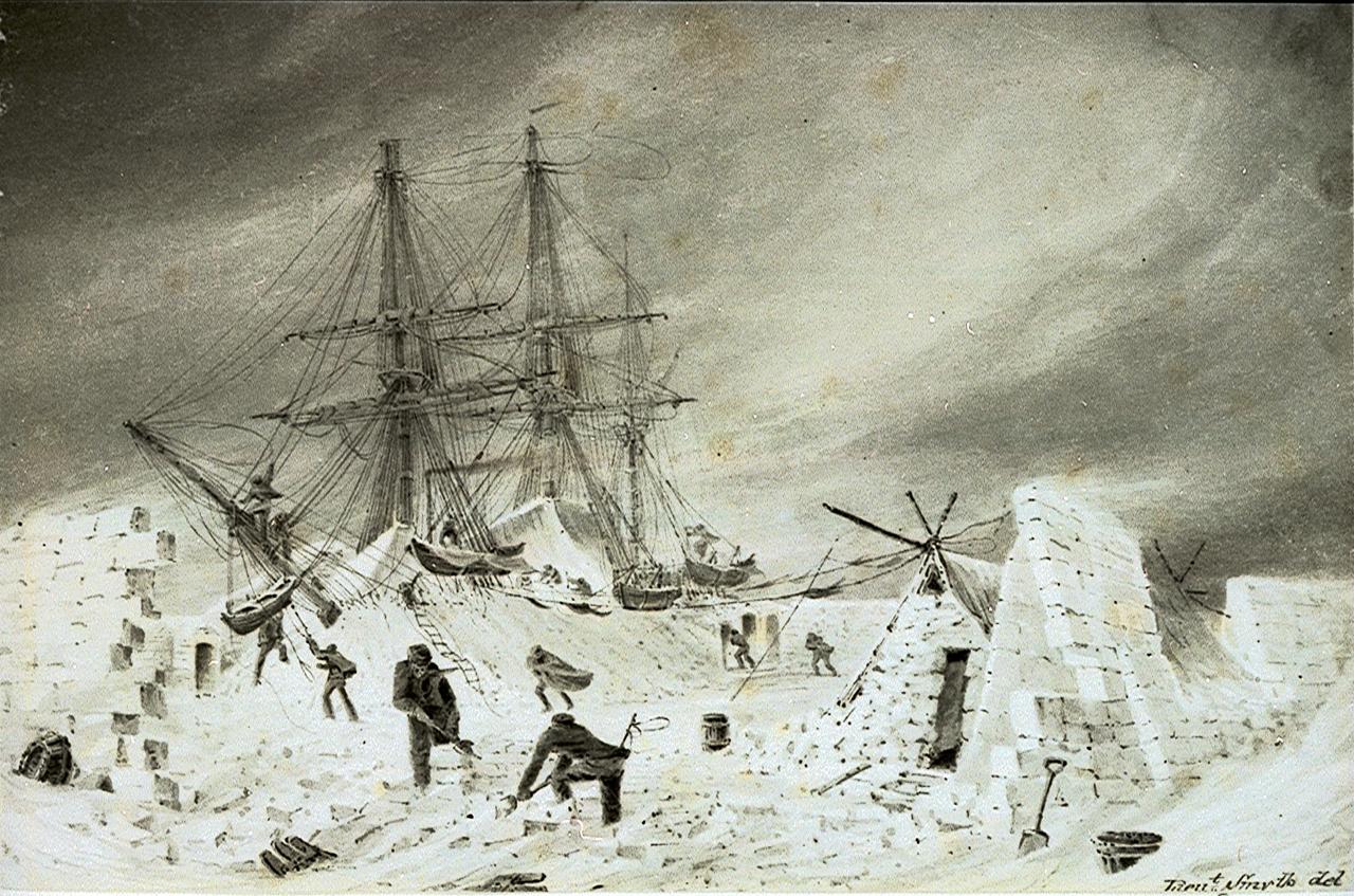 HMS Terror in the Arctic, under the command of George Back
