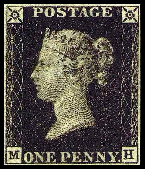 The Penny Black (1840) was the world's first adhesive postage stamp used in a public postal system.