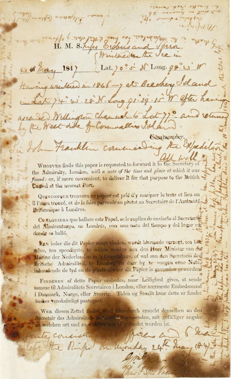 Point Victory note from the Franklin expedition