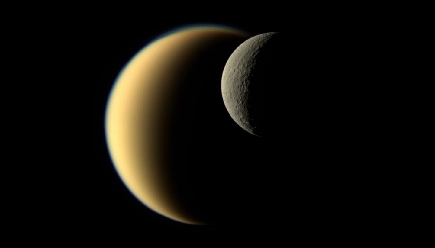 Titan and Rhea (Credit: NASA/JPL-Caltech/Space Science Institute)