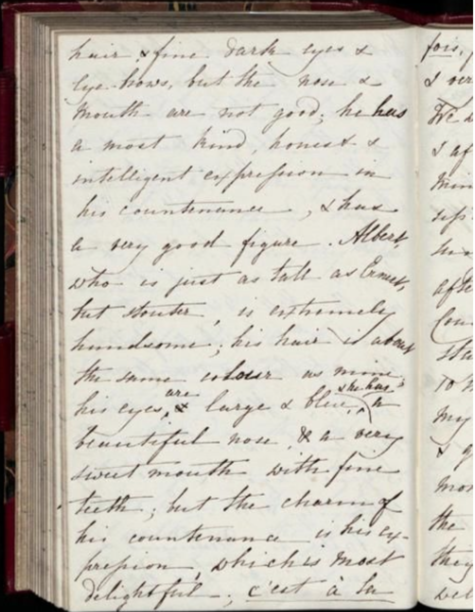 Page from Victoria's diary relating to her second meeting with Albert, Wednesday 18th May 1836