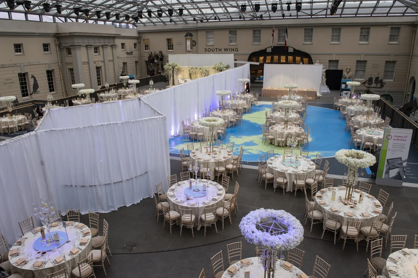 Segregated wedding tables in Ocean Court.