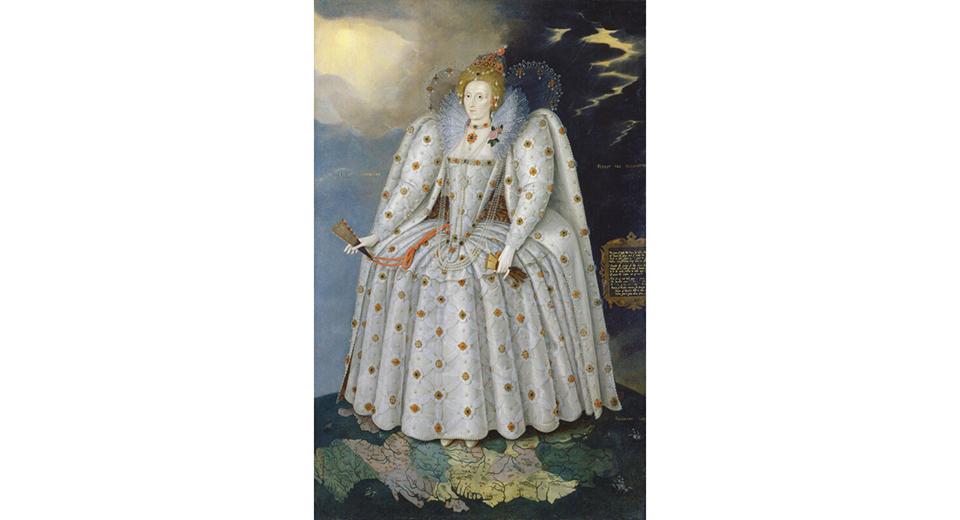 Elizabeth I in the 'Ditchley portrait', by Marcus Gheeraerts the Younger, about 1592 ©National Portrait Gallery, London