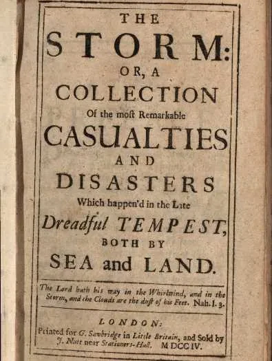 Title page from Daniel Defoe’s The Storm (item ID: PBC4868)