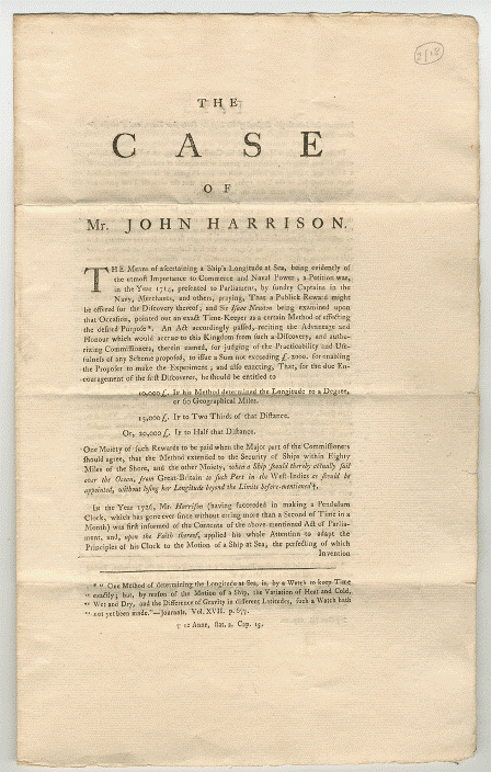 The Case of John Harrison (about 1767)