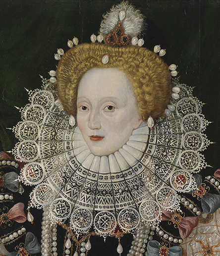 Close-up of Elizabeth's headpiece in the Armada Portrait