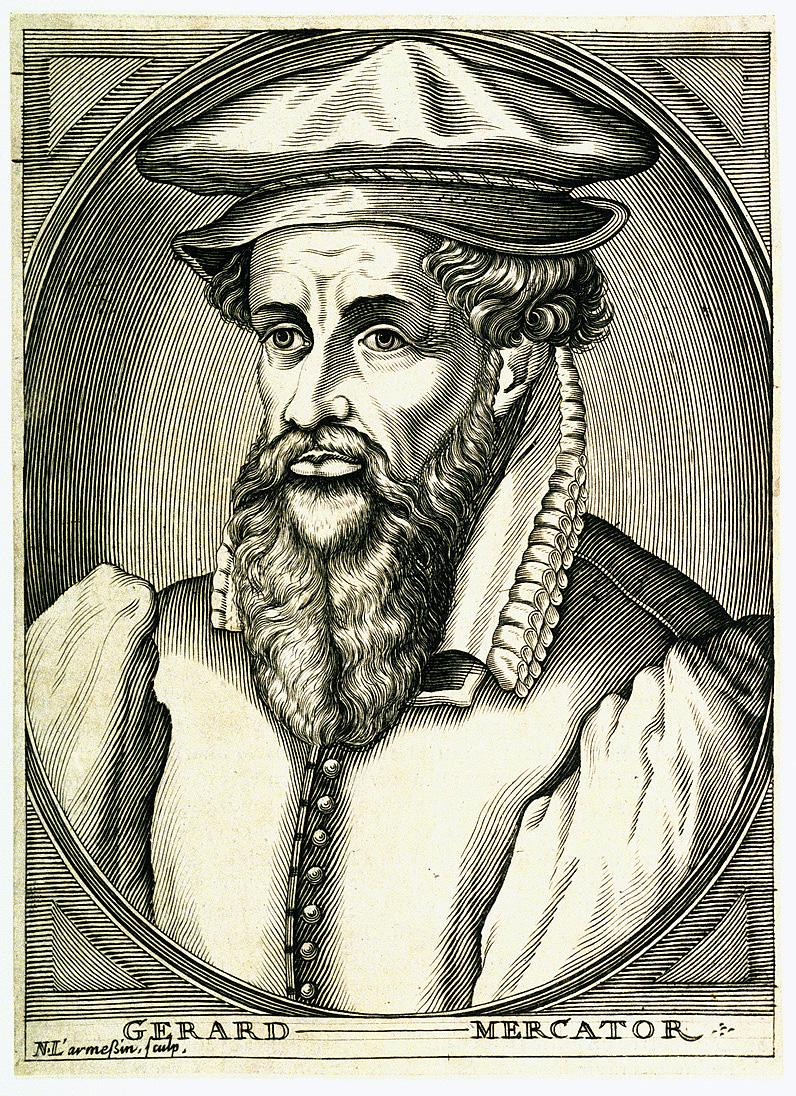 Gerard Mercator, engraving by Nicolas de Larmessin (PAD2381, National Maritime Museum)