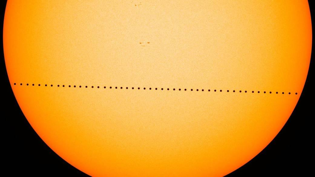Transit of Mercury (Credit: NASA's Goddard Space Flight Center/SDO/Genna Duberstein)
