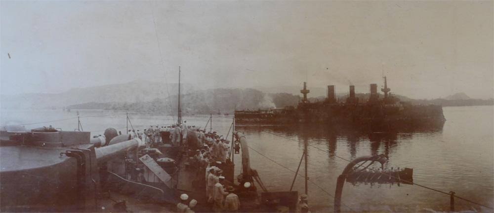 The crew of the Asahi watch as a captured Russian ship passes - PKM/2/9