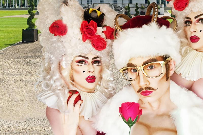 Fashion photoshoot of drag stars taking part in online LGBT event Fierce Queens