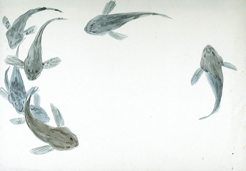 seven foil fish showing a craft activity