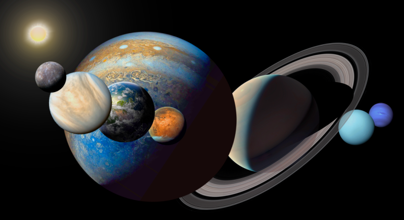 Images of each planet in the solar system and the Sun