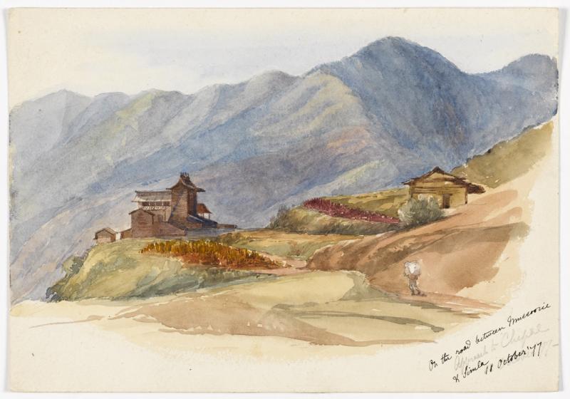 Watercolour of a Himalayan Scene (1877)