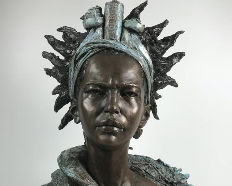 A bronze sculpture by artist Eve Shepherd